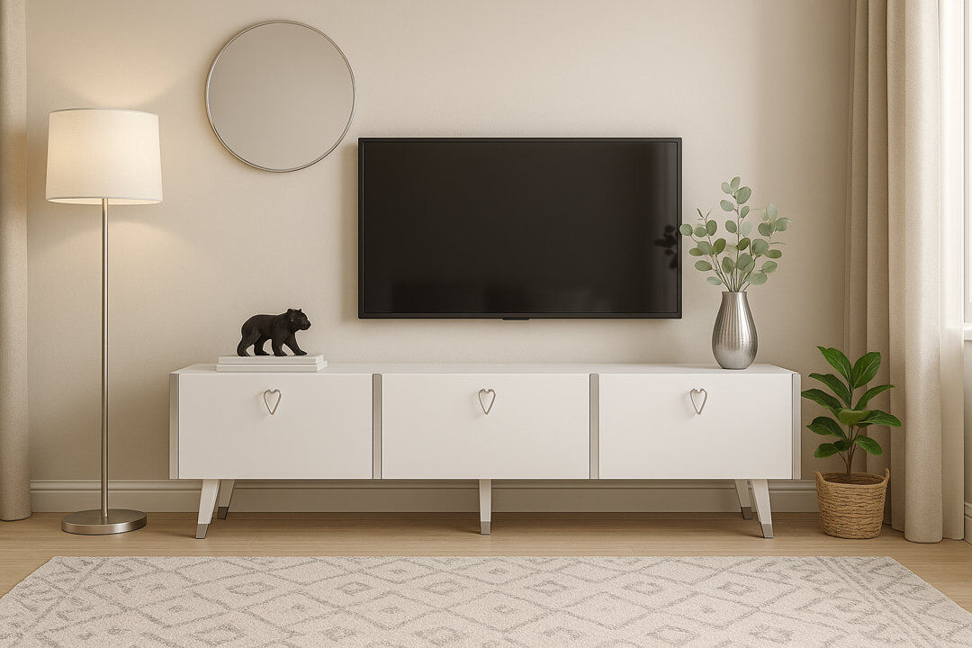 Fairmont Park Melynda TV Stand - TVs up to 70" Gloss White/Silver