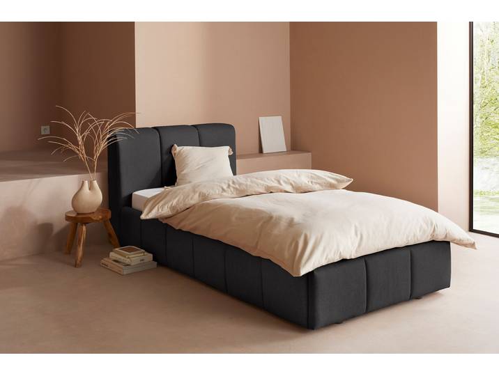 Polsterbett Maileen , schwarz, B:101cm L:225cm, 88% Polyester, 9% Rayon, 3% Nylon, LEGER HOME BY LENA GERCKE, Betten, Polsterbett, in 5 Breiten und 3 Farben, incl. Rollrost