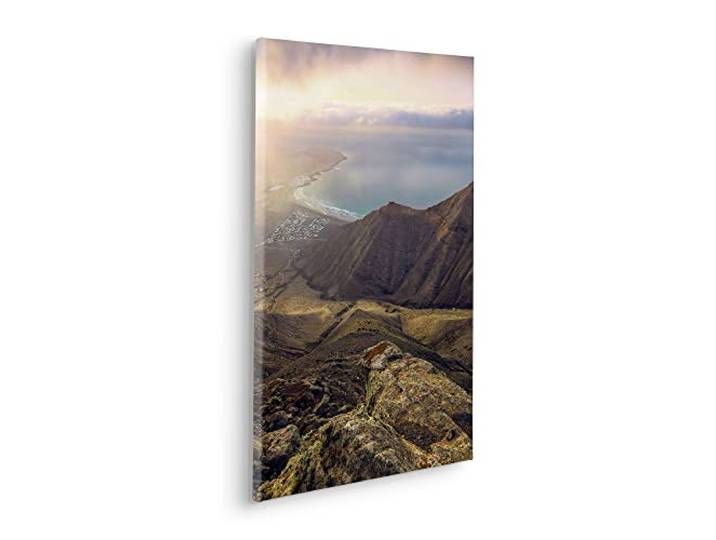 Komar Keilrahmenbild im Echtholzrahmen - Cliffs of Famara - Größe 40 x 60 cm - Bild, Leinwandbild, Landschaftsmotiv, Wohnzimmer, Schlafzimmer