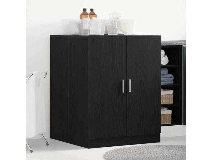vidaXL Waschmaschinenumbauschrank Waschmaschinen-Schrank mit Speicher Schwarz Eichen-Optik