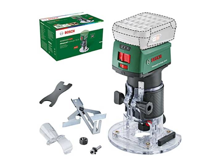 Bosch Défonceuse sans-fil AdvancedTrimRouter 18V-8 Affleureuse sans fil puissante et compacte pour les travaux créatifs sur le bois Defonceuse AdvancedTrimRouter 18V-8