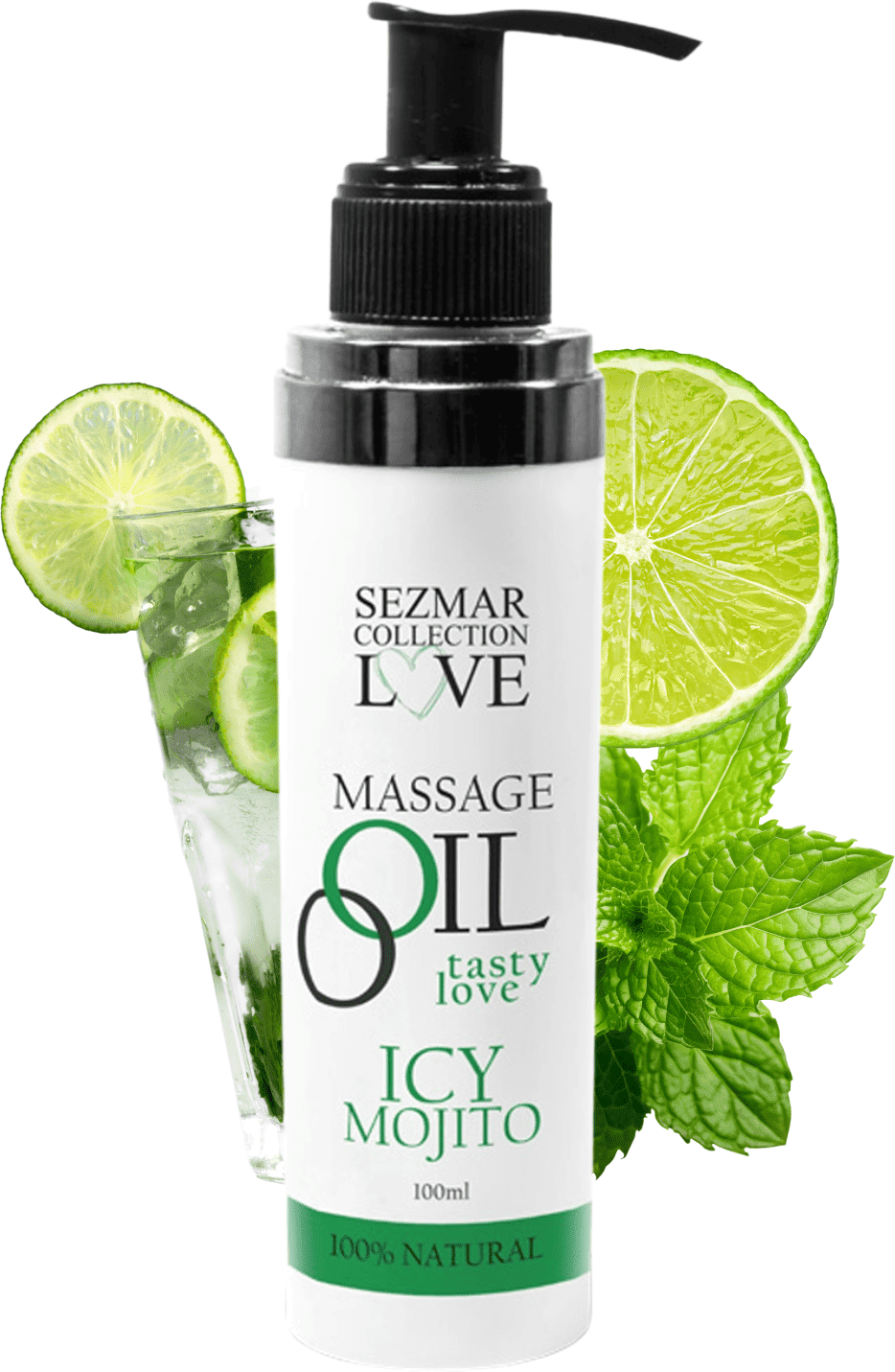 SEZMAR Huile de massage comestible parfum Icy Mojito - 100 ml