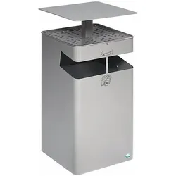 VAR, Aschenbecher, Abfall/Ascher, mit Dach, Volumen 72 l, silber