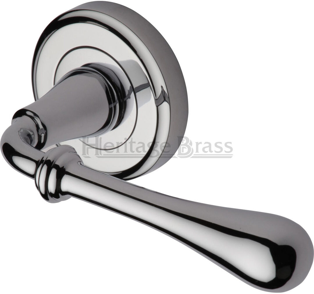 Heritage Brass Heritage Door Handle Lever Latch on Round Rose Roma Design Antique Brass 5.3cm H X 11.3cm W
