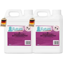 FUTUM 2x2L Bettwanzenspray / Flohspray bekämpft Insekten, Eier, Larven, Insektenspray ohne Biozide auf Wasserbasis,  Sofortwirkung ohne Flecken
