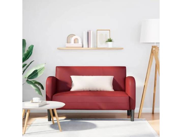 ZQQLVOO Zweisitzer-Sofa Kunstleder Weinrot 110 cm Stabiles Sperrholzgestell, Federkern-Polsterung, Pflegeleichte Oberfläche, Modernes Design