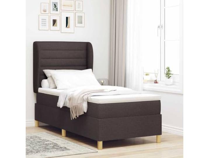 Holzrahmen verstellbares Kopfteil Boxspringbett Dunkelgrau 90x190 cm Boxspringbett mit Matratze Dunkelgrau 90x190 cm Dunkelbraun verstellbares Kopfteil Komfort-Set mit Topper