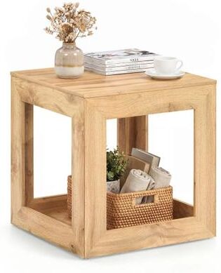 Costway 2-Tier Farmhouse End Table with Storage Shelf-1 Piece