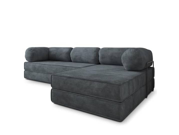 Masseno Schaumstoff-Ecksofas ETERA mit Metallgestell, Modulares Schlafsofa aus Schaumstoff, Klappbares Bodensofa, Schlaffunktion, Ohne Montage - Grau, POSO 34