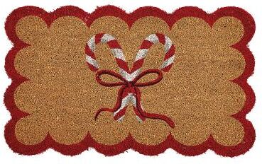 Candy Cane Coir Mat - Red - Ballard Designs