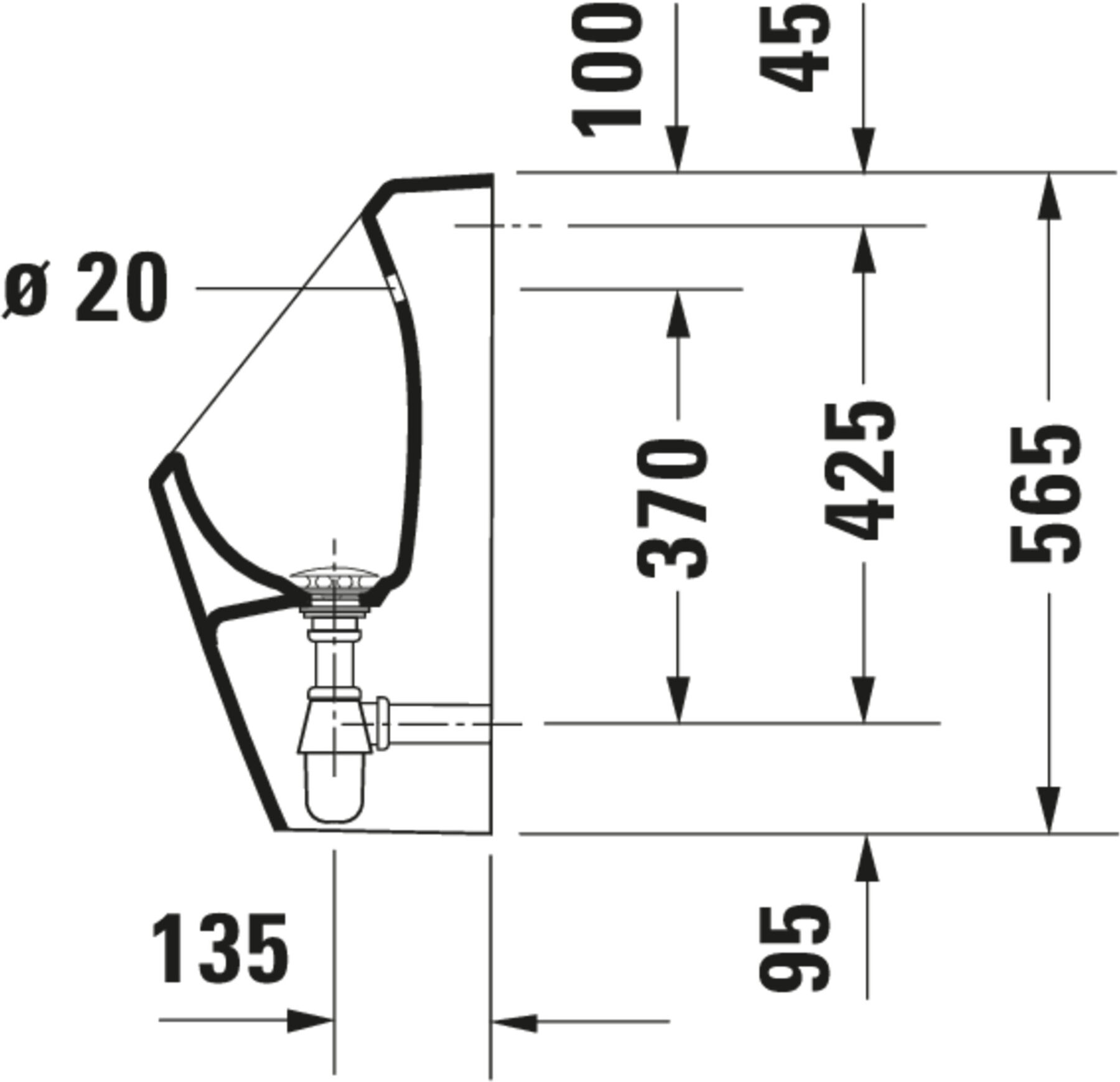 Duravit Urinal No. 1 30,5x29cm, Zul. v hi., riml., we, o. Fl (2819300000)