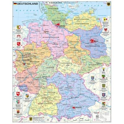 Deutschland politisch mit Wappen, Karte von Heinrich Stiefel, Stiefel Eurocart, 978-3-86961-028-3