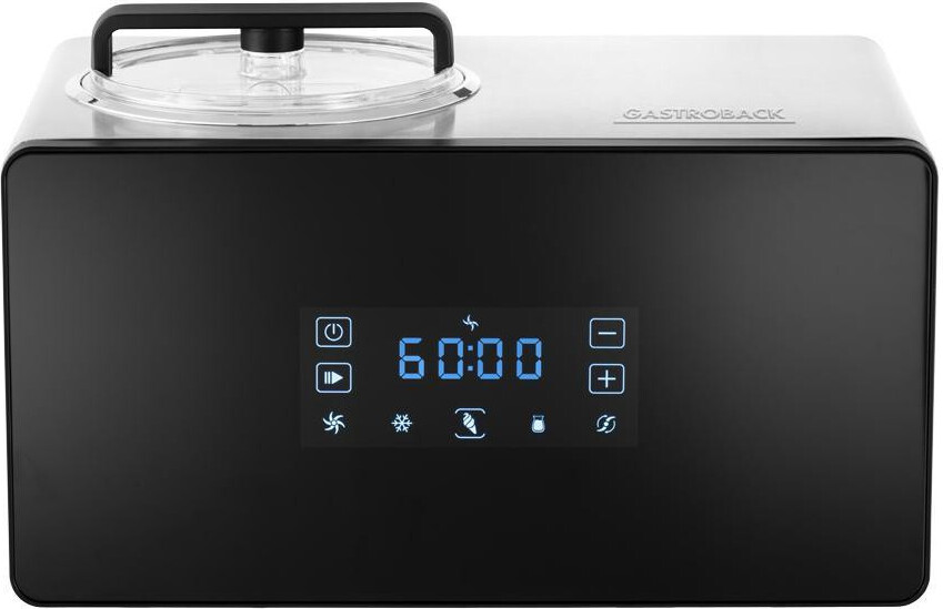 Gastroback Design Advanced Control, Traditionelle Eismaschine, 1,5 l, 1 Becken, Schwarz, Satinierter Stahl, 60 min, 1 m