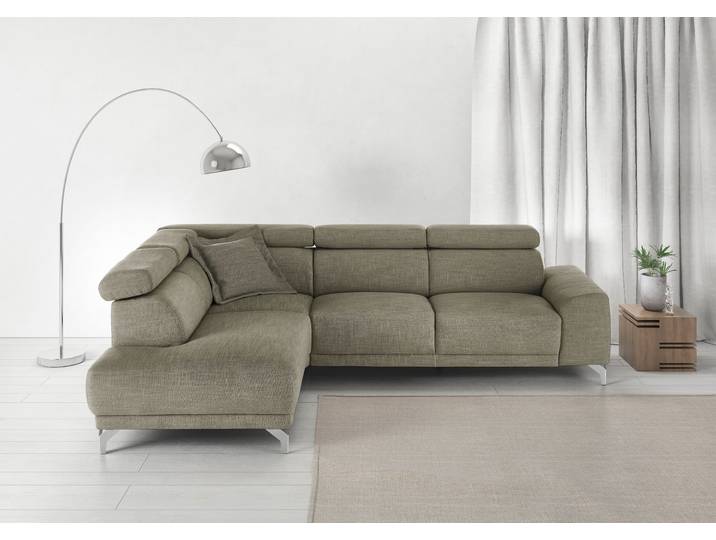 Ecksofa 3C CANDY Greve Sofa immer mit manuelle Kopfteilverstellungen, modern, elegant , grau (anthrazit), B:249cm H:79cm T:209cm, 100% Leder, Sofas, Ecksofa, wahlweise motorischer Sitzvorzug, bequem und zeitlos, L-Form