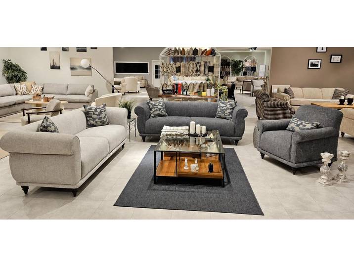 JVmoebel Polstergarnitur Graues Sofa set 3-Sitzer Sofa Sessel Wohnzimmer Bequem Weich, (Sofa-Set, 1-tlg., 1-tlg)