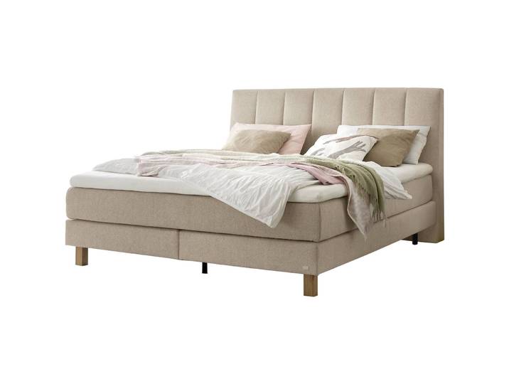 Hasena Boxspringbett Reina sand Stoff 200 x 200 cm - Boxspringbett