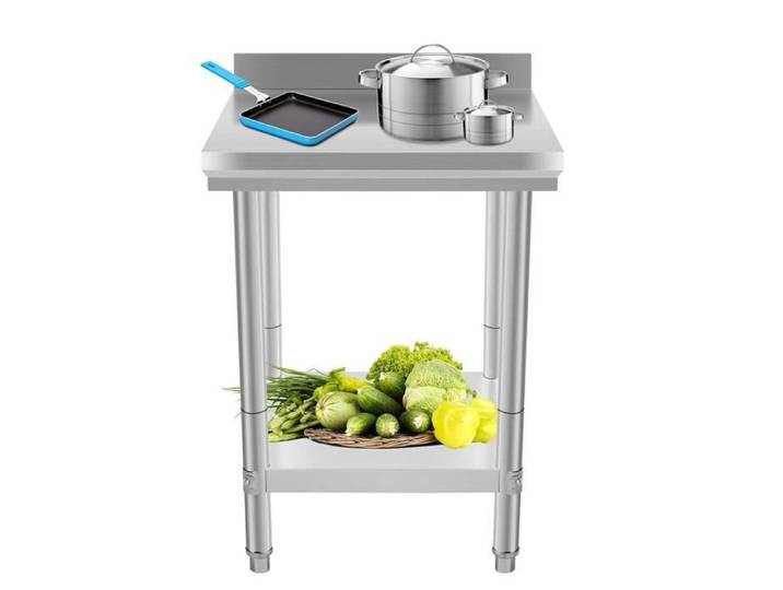 Table de travail de cuisine - Acier inoxydable - Gris - 61x61x90cm