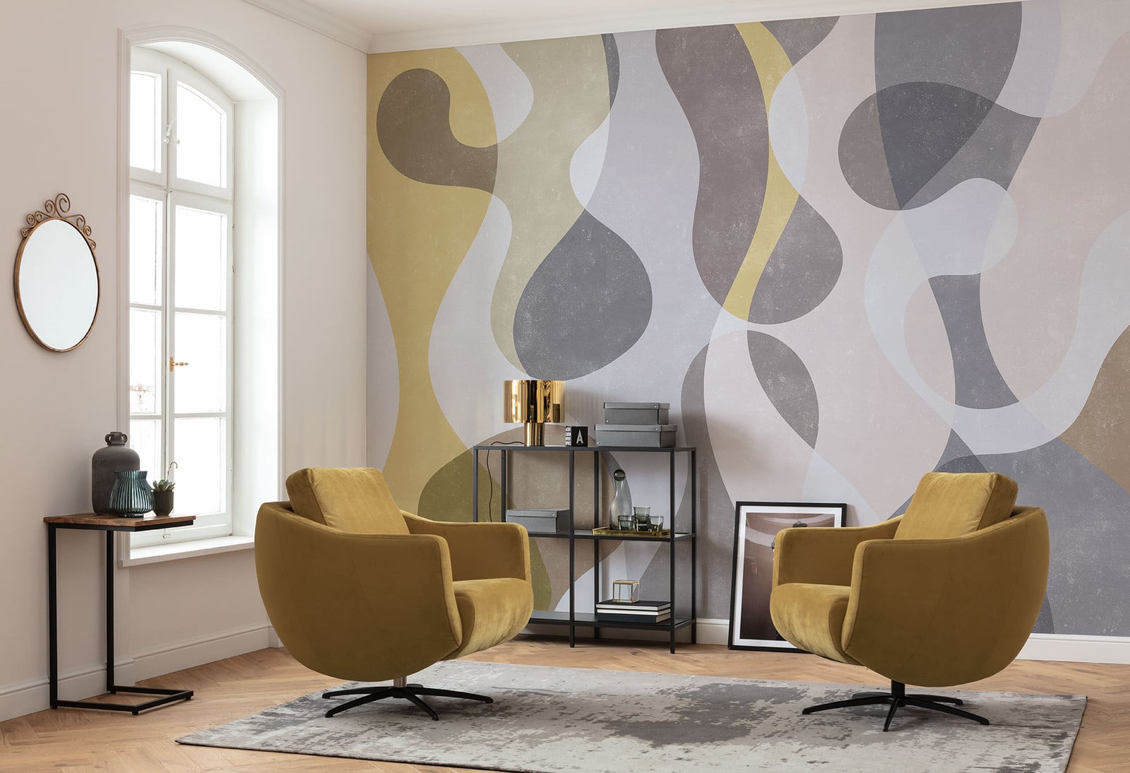 home24 Fotobehang Flux Meditation Abstract Modern Multicolour Grijs B: 400 cm, H: 250 cm