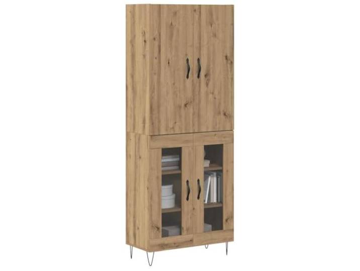 KTHLBRH Sideboard 2 Stück Eiche Handwerk 69,5 x 34 x 180 cm Sperrholz, 4 Türen, Eisengriffe, max. Belastung 60 kg, Montage erforderlich