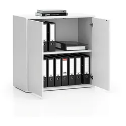 Büroschrank mit LAYERS Tür, kurz, 800 x 400 x 777, weiß