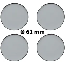 4 x Ø 62 mm Polymere Aufkleber / Chrom-Optik / Nabenkappen, Felgendeckel