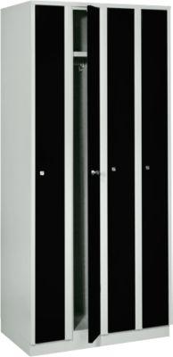 Raumspargarderobe, Abteilbreite 200 mm, abschließbar, 4 Abteile, schwarz