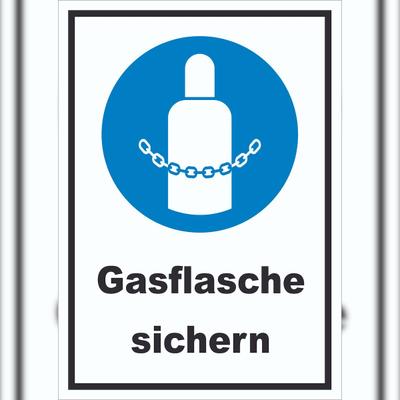HB-Druck Gasflaschen sichern Schild A4 Rückseite selbstklebend