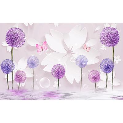 Fototapete PAPERMOON "Muster mit Blumen und Wasser", bunt, B:2,5m L:1,86m, Vlies, Tapeten