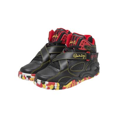 Trainingsschuh EWING "Ewing EWING ROGUE BIG PUN", Herren, Gr. 44,5, schwarz, cyber gelb, fiery rot, Leder, Schuhe