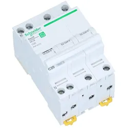 Schneider Electric, Schutzschalter, Miniaturtrennschalter, Resi9, 3P + N, 20 A, C-Kurve, 6000 A, 400 V