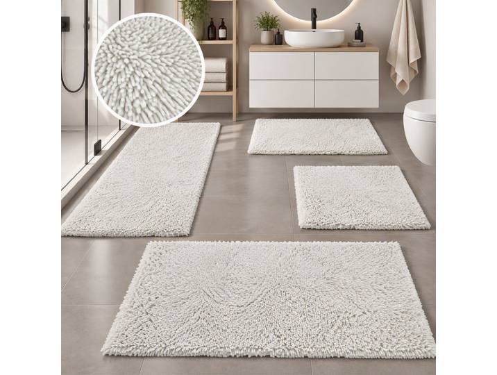 Badematte GOODPRODUCT Xennia, Badvorleger, Badezimmer Teppich, Duschvorleger , beige (natur), H:28mm, Baumwolle, Badematten, Badematte, Badteppich, Uni Farben, vielseitig kombinierbar