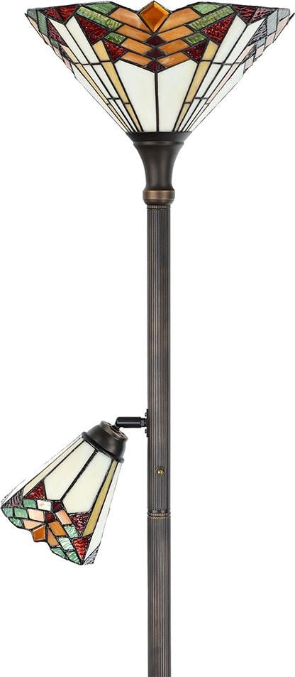 Clayre & Eef Tiffany vloerlamp, beige, metaal, Ø 30 cm, hoogte 178 cm