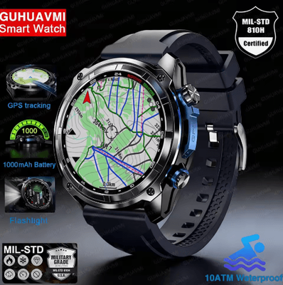 Inspire Picks TrailMaster Pro GPS Smartwatch 10ATM Military Outdoor Watch With Offline Maps & 1000mAh Battery blue gps Offline Map
