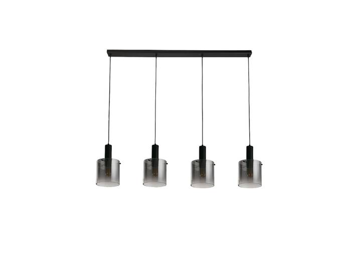 Lineare Design Pendellampe „Sweden“, 4-Flammig Mocca, Rauchglas Searchlight