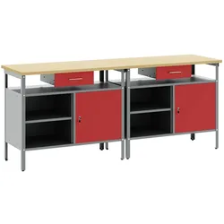 vidaXL, Werkbank + Arbeitsbock, Viborg (200 cm Werkbank (2 Regale & 1 Tür)) (55 cm, 200 cm)