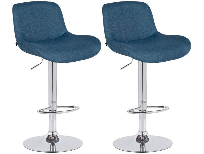 furnicato Barhocker 2er Set Solon 50x52x85-106 cm blau Stoff Chromoptik (2 St)