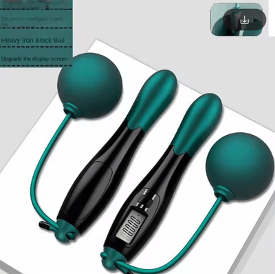 Inspire Picks SmartFit Cordless Digital Jump Rope LCD Smart Jump Rope With Counter big Ball Black