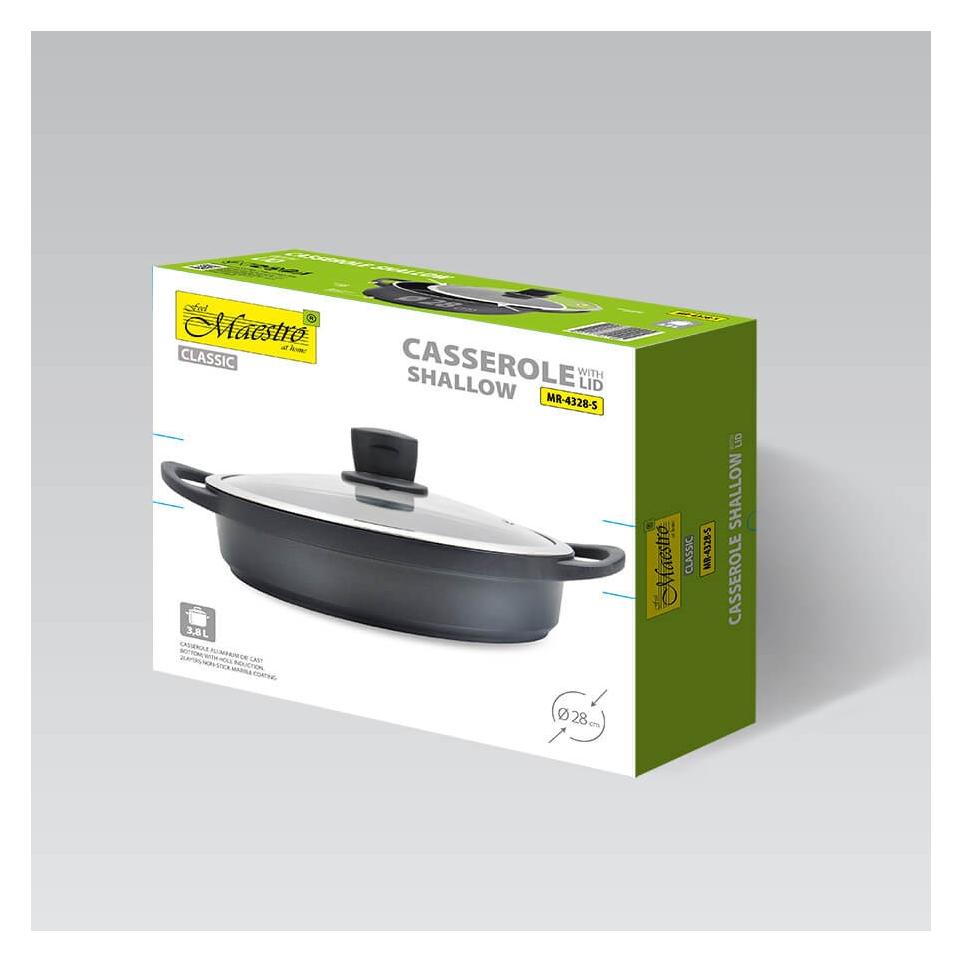 Maestro Garnek z pokrywką płaski MR-4328-S (Aluminium) (MR-4328-S)