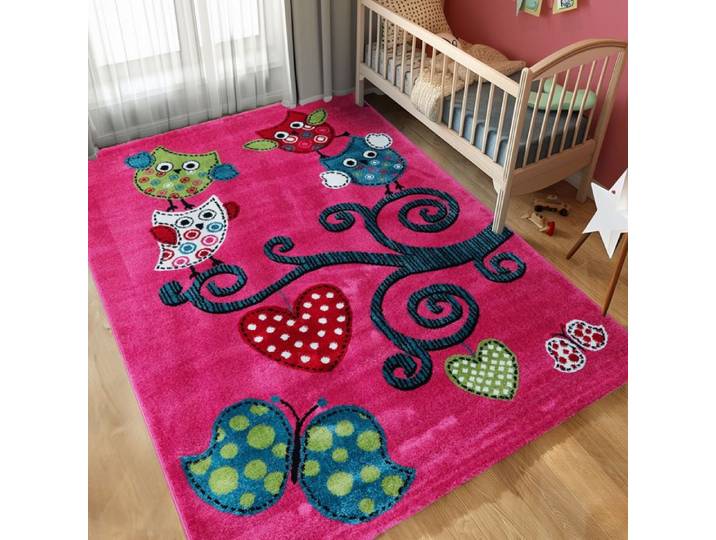Tapis - CARPETTEX - Design de chouette - Violette - 140 x 200 cm - Enfant