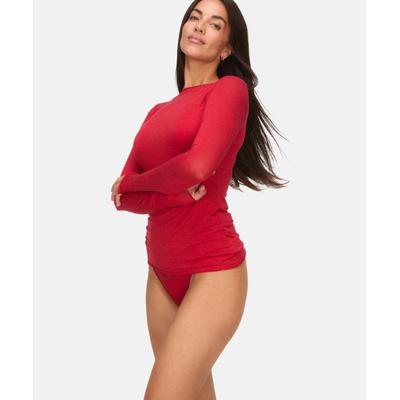 Pyjama HUNKEMÖLLER "super soft Boatneck shirt with Cashmere", Damen, Gr. M, rot, 85% Modal, 10% Kaschmirwolle, 5% Elasthan, Homewear-Sets Pyjama