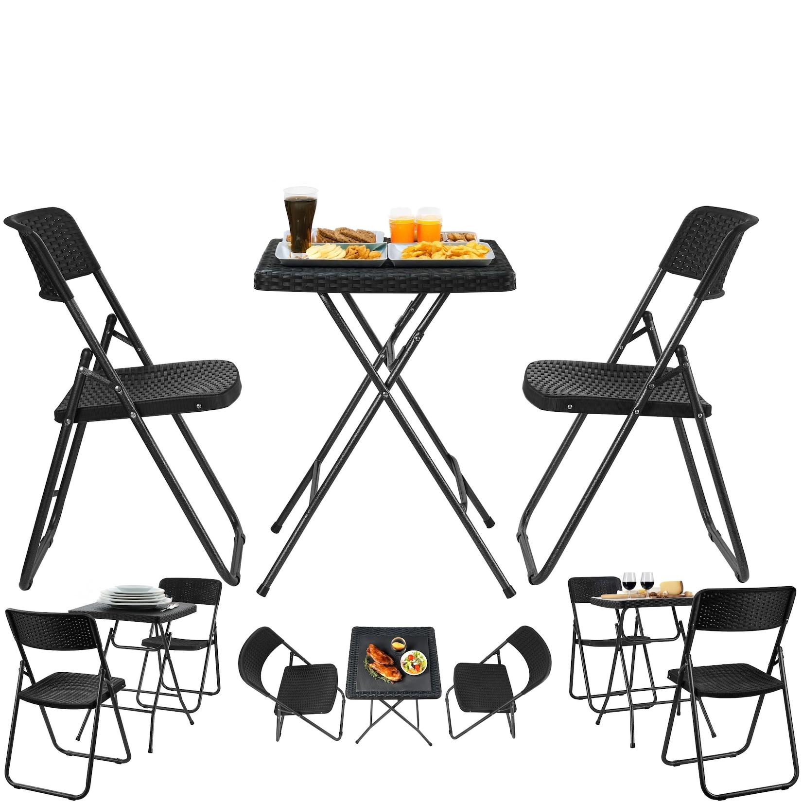 Ecosa Outdoor-Set mit Klapptisch + 2 Stühlen Robust Wetterfest Pflegeleicht