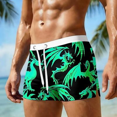 Herren Tiermotiv Drache Badeshorts Boardshorts Mittlere Taille Hawaiianisch Strandurlaub Kordelzug mit Mesh-Futter Elastischer Bund Designer Bekleidung