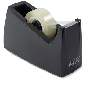 RAPESCO Klebebandabroller 300, RPTD30BK, schwarz, Tischabroller für Klebeband 25mm x 33m