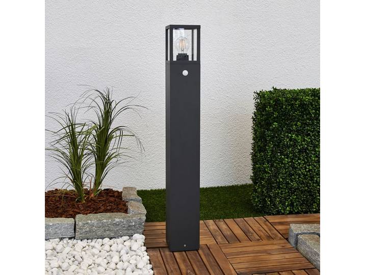 Klemens High Lampe de Jardin IP54 w/Sensor Graphite - Lucande - Terrasse - Moderne - Aluminium - À ampoule unique