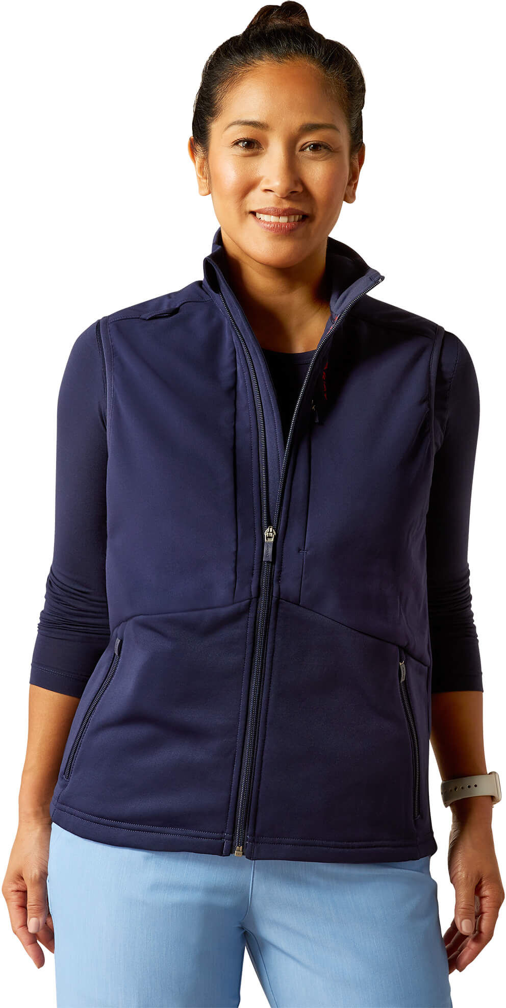 Women's Sina Fleece Scrub Vest in Navy, Size: Large by Ariat