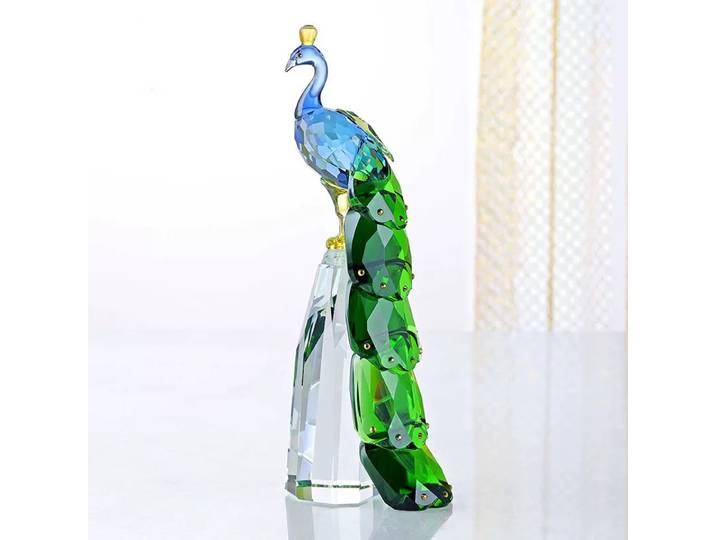 Ornement de sculpture de paon, statues artisanales en cristal, œuvre d'art de luxe, décoration de bureau de salon, décor de pièce nordique, cadeaux créatifs
