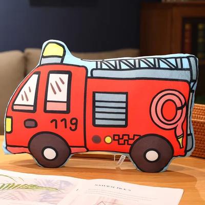 Inspire Curations Cartoon Vehicle Plush Pillow For Kids (Fire Truck, Police Car, Excavator) fire Truck