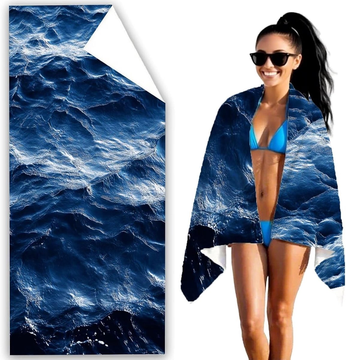 Microvezel Handdoek Strandlaken XXL Blauw 90 x 200 cm