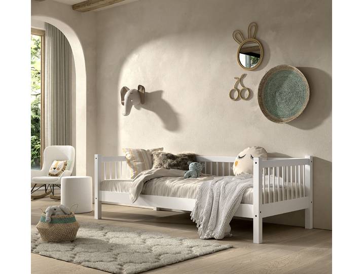 Einzelbett VIPACK, weiss (weiß, weiß, weiß), B:97,5cm H:68cm L:207,5cm, Betten, Einzelbett, mit LF 90x200 cm, wahlweise mit o. ohne Bettschublade, Buche weiss