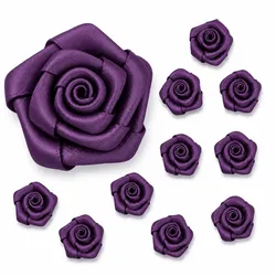 Creativery Satinrosen 3cm 10 Stück Stoffblumen zum Basteln Dekorieren Hochzeit Geschenkverpackung Blütendeko Tischdeko Handarbeit Stoffrosen Deko Blumen Pflaume